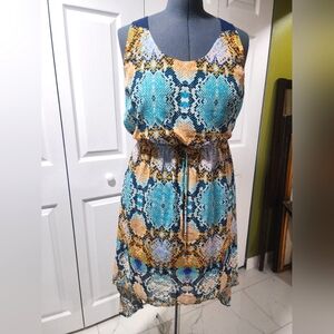 Colorful, high-low dress, Bisou Bisou, size 10